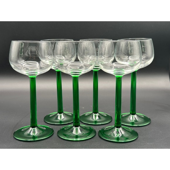 Luminarc Other - Set of 6 Vintage Luminarc Emerald Green Stem Wine Glasses France MCM Glassware